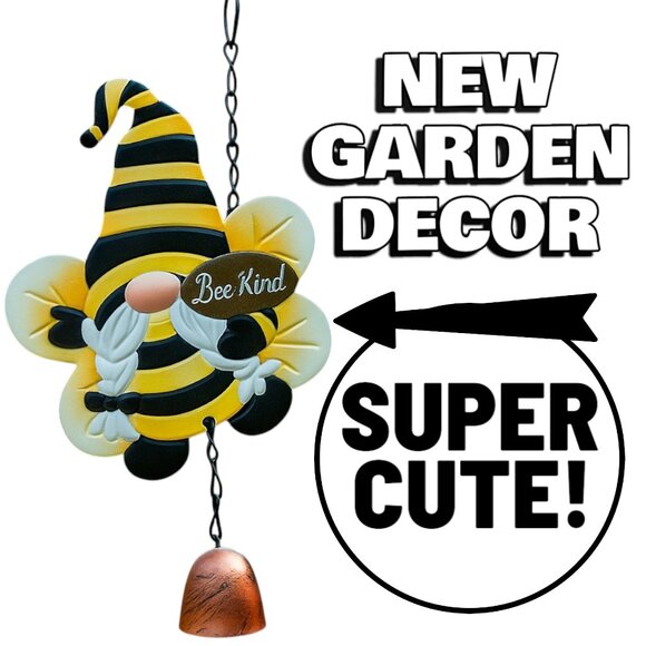 New Garden Decor Wind Chime Decoration Honeybee Bee Gnome Cute as can Bee Honey - Picture 1 of 8